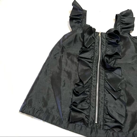 Twelve by Twelve Black Sleeveless Top Ruffle Front Zip Up Size XS - Picture 2 of 10